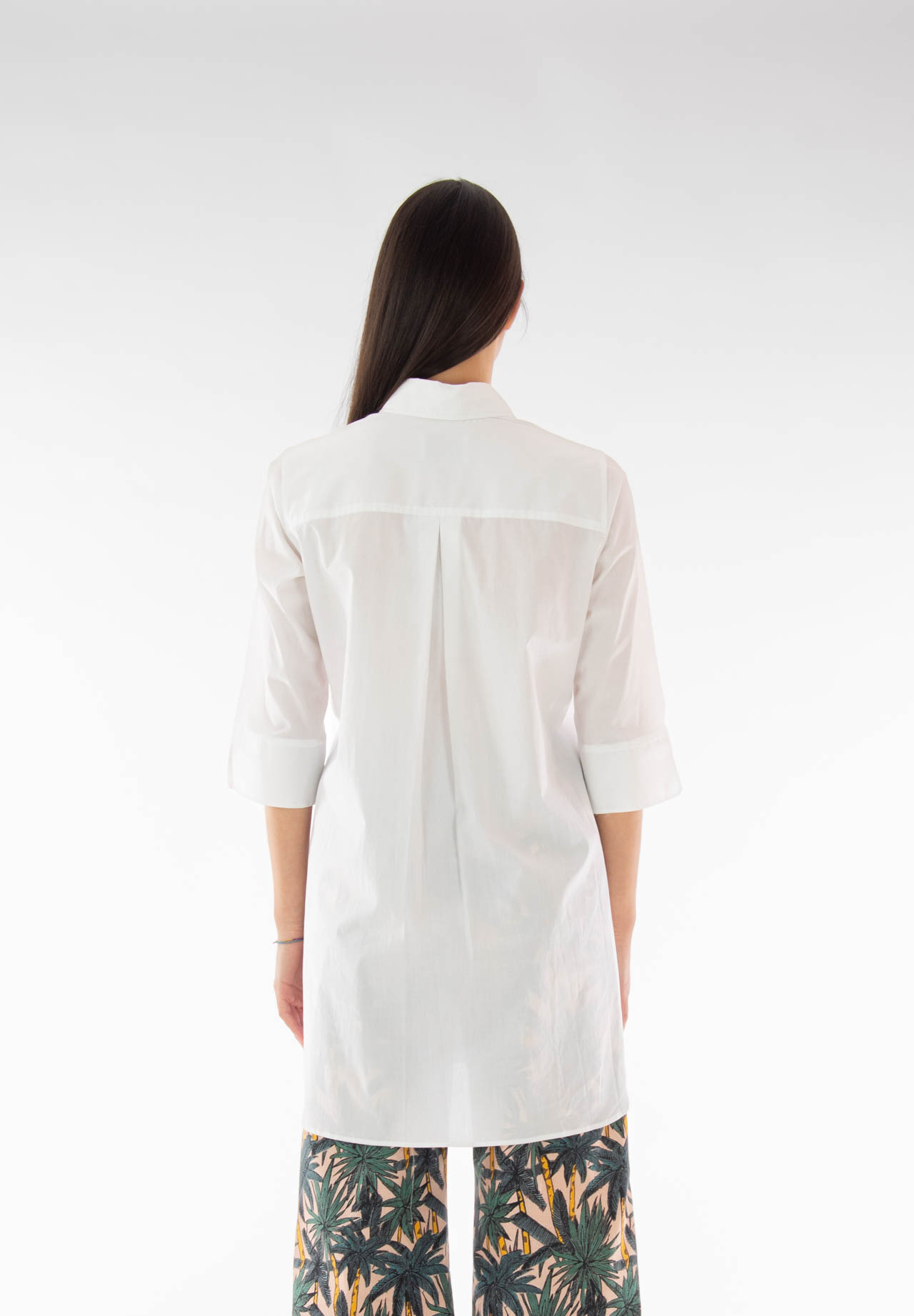 Maxi linen shirt with albow-lenght sleeve Salomé